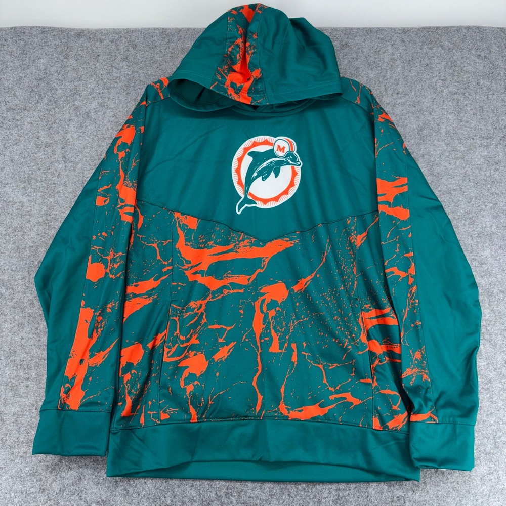 NFL Team Apparel Miami Dolphins Youth XL 18/20 Teal Orange Splatter Hoodie NEW
